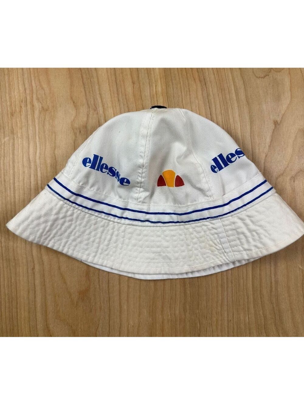 Vintage 80s Ellesse Bucket Hat medium made in Italy cotton stripe italian